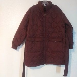 Time and Tru women's XL (16-18) Rustic Plum Onion Belted Barn Coat